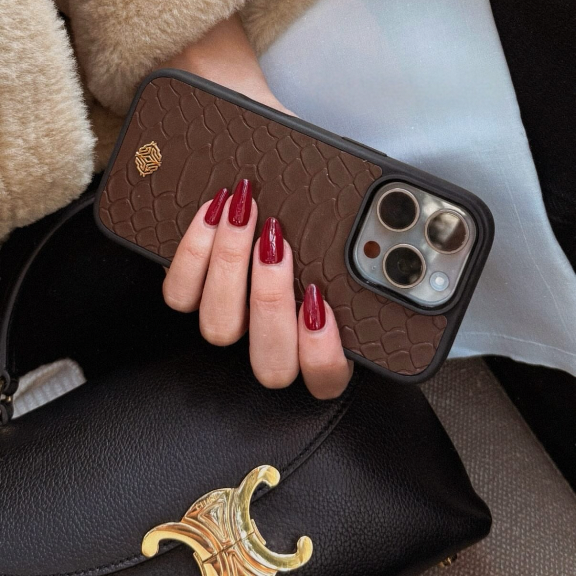 Chocolate MagSafe Python Leather iPhone Case